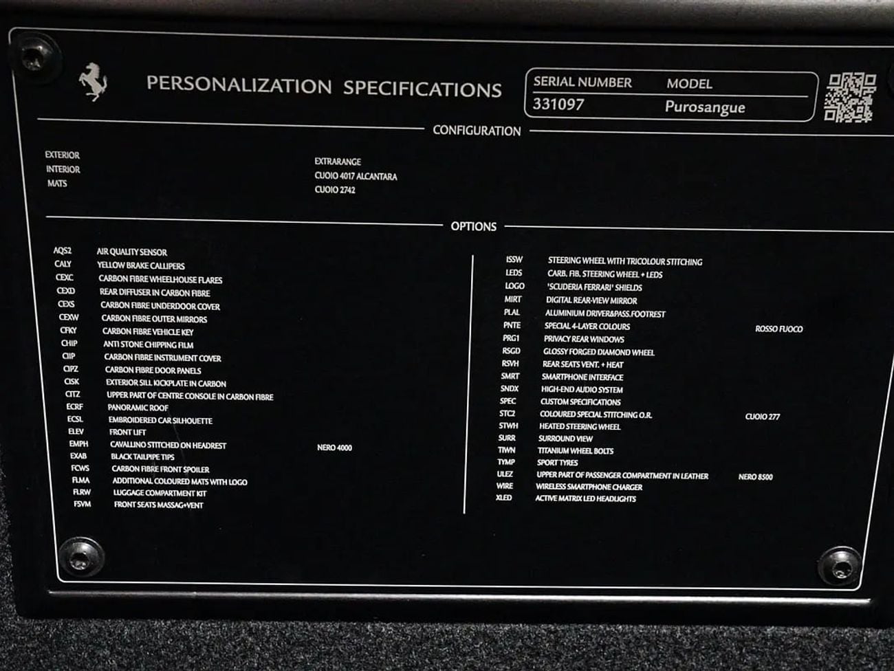 Ferrari Purosangue STANDARD - Japanese Specs