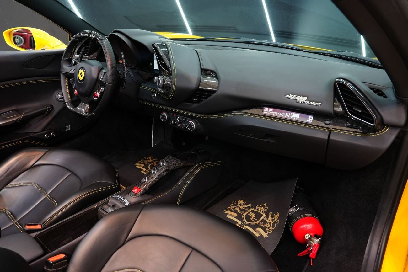 Ferrari 488 Spider STANDARD Carbon Fiber Pack, Passenger Display, JBL Audio, GCC Specs!!