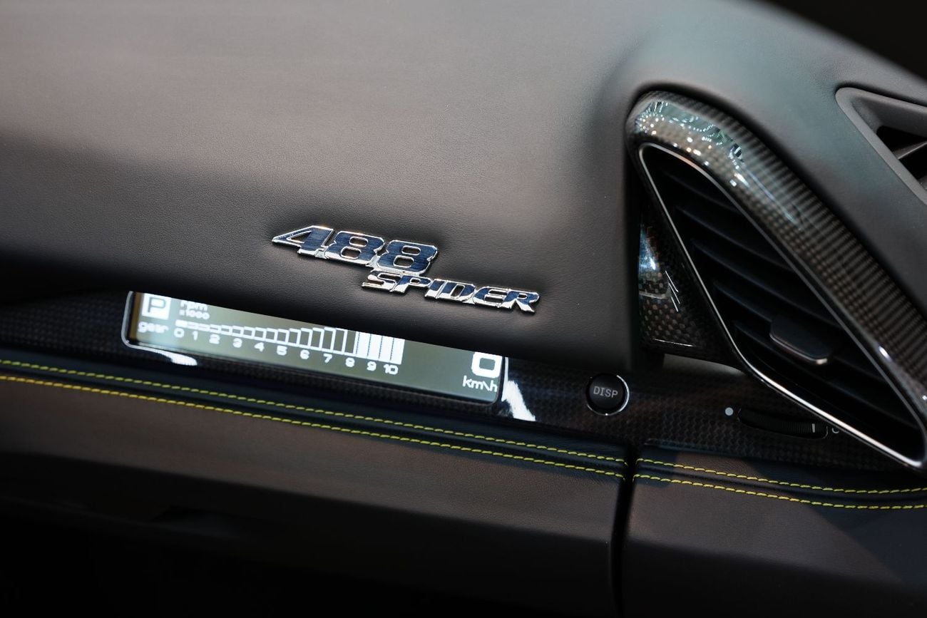 Ferrari 488 Spider STANDARD Carbon Fiber Pack, Passenger Display, JBL Audio, GCC Specs!!