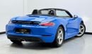 Porsche 718 Boxster Std 2.0L A/T 2024 Porsche 718 Boxster Convertible, June / 2026 Porsche Warranty, Excellent Condition