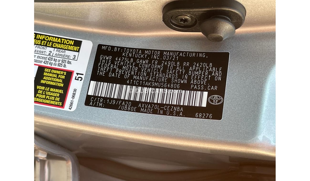 Toyota Camry 2021 Toyota Camry LE (XV70), 4dr sedan, 2.5L 4cyl Petrol, Automatic, Front Wheel Drive