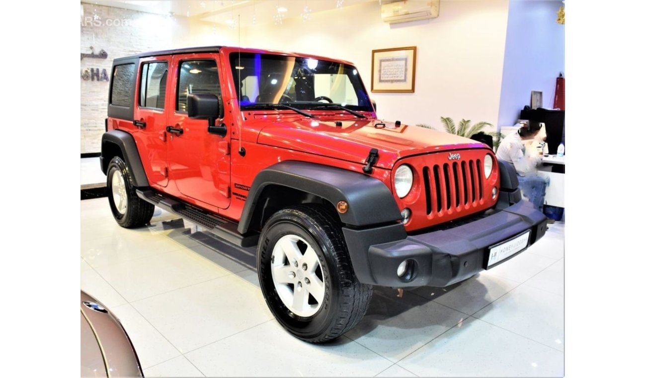 Jeep Wrangler ORIGINAL PAINT ( صبغ وكاله ) AMAZING Jeep Wrangler Sport Unlimited 2014 Model!! in Red Color! GCC Sp