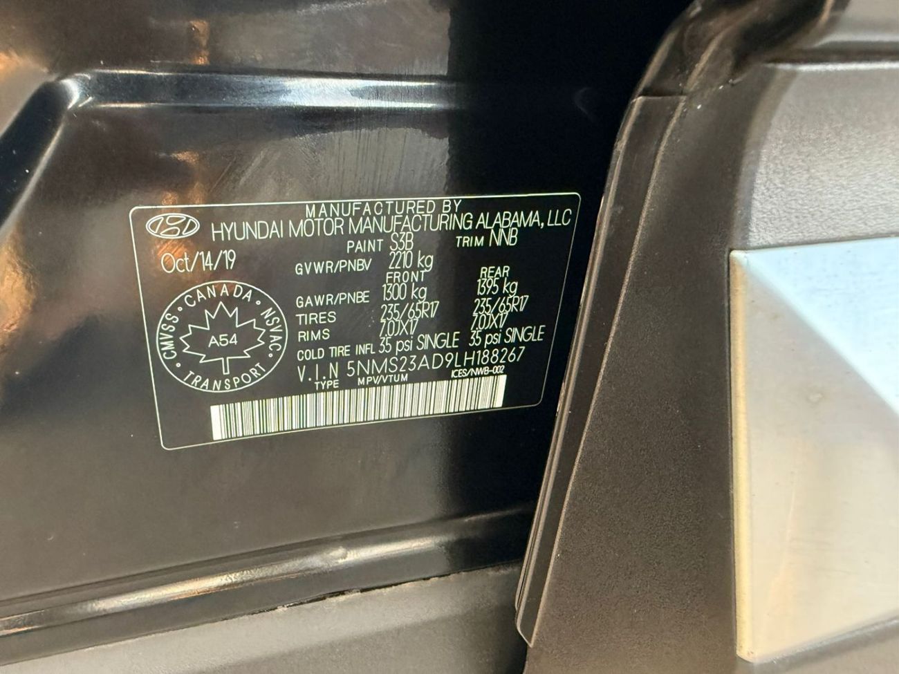 Hyundai Santa Fe 2020 AWD 2.4L 4WD CANADA SPEC