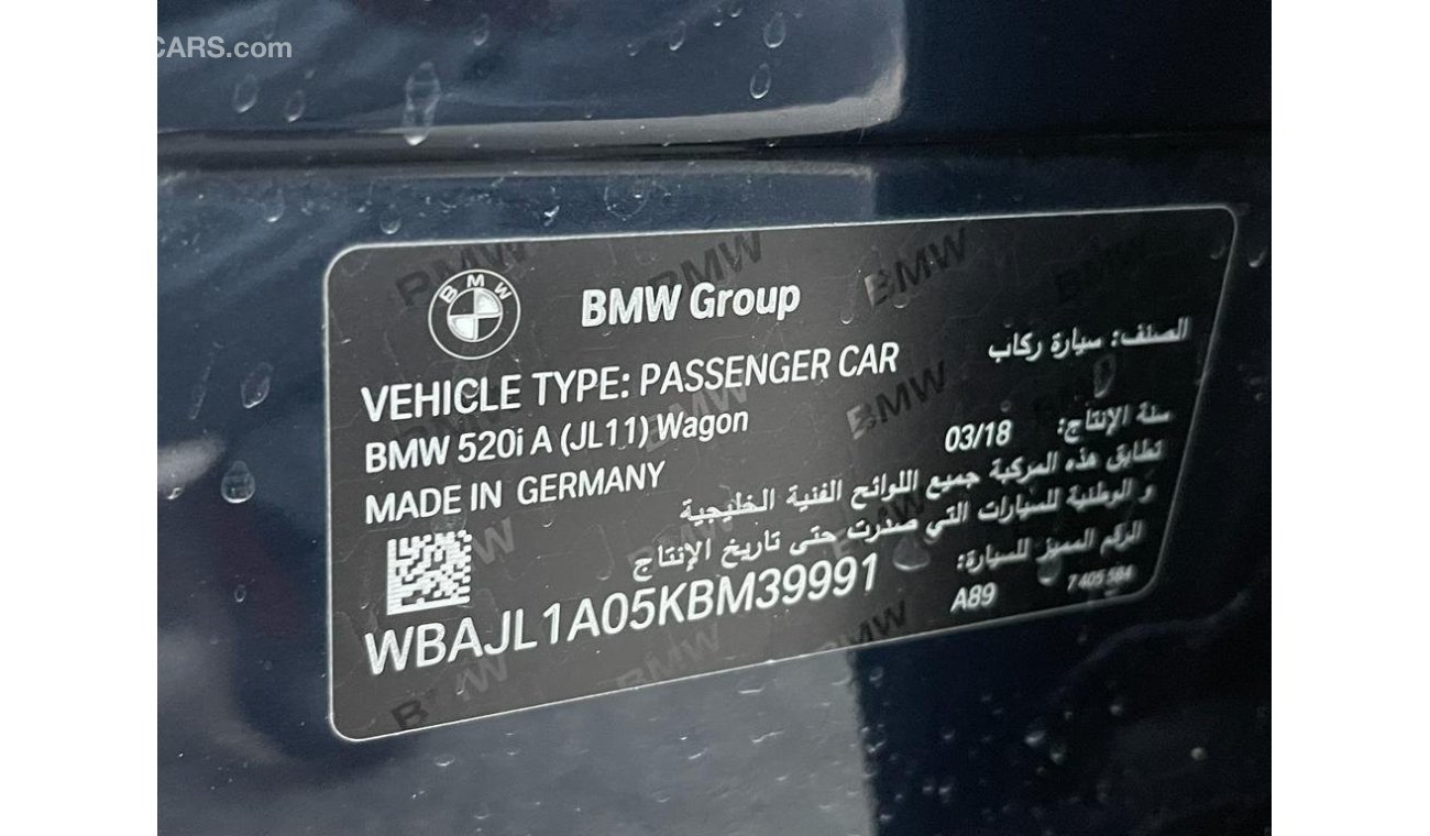 بي أم دبليو 520 BMW 520i Wagon 2019 Gcc  Original Paint   in excellent condition, GCC Spec   status of the agency li