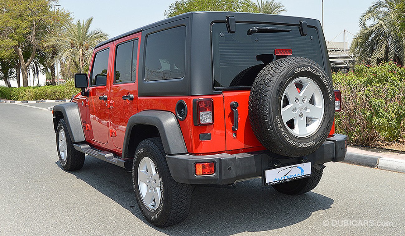 Jeep Wrangler Unlimited Sport, 3.6L-V6 4X4, GCC Specs with Warranty and Service until Nov 2021 or 100,000km