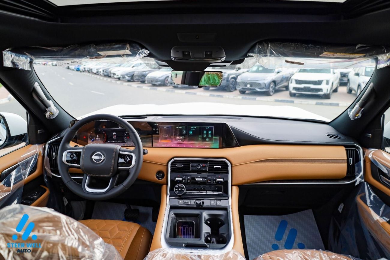 نيسان باترول LE Platinum | GCC | 3.5L V6 | AWD | Tan Inter | 8-Seater SUV | Height Control | Export