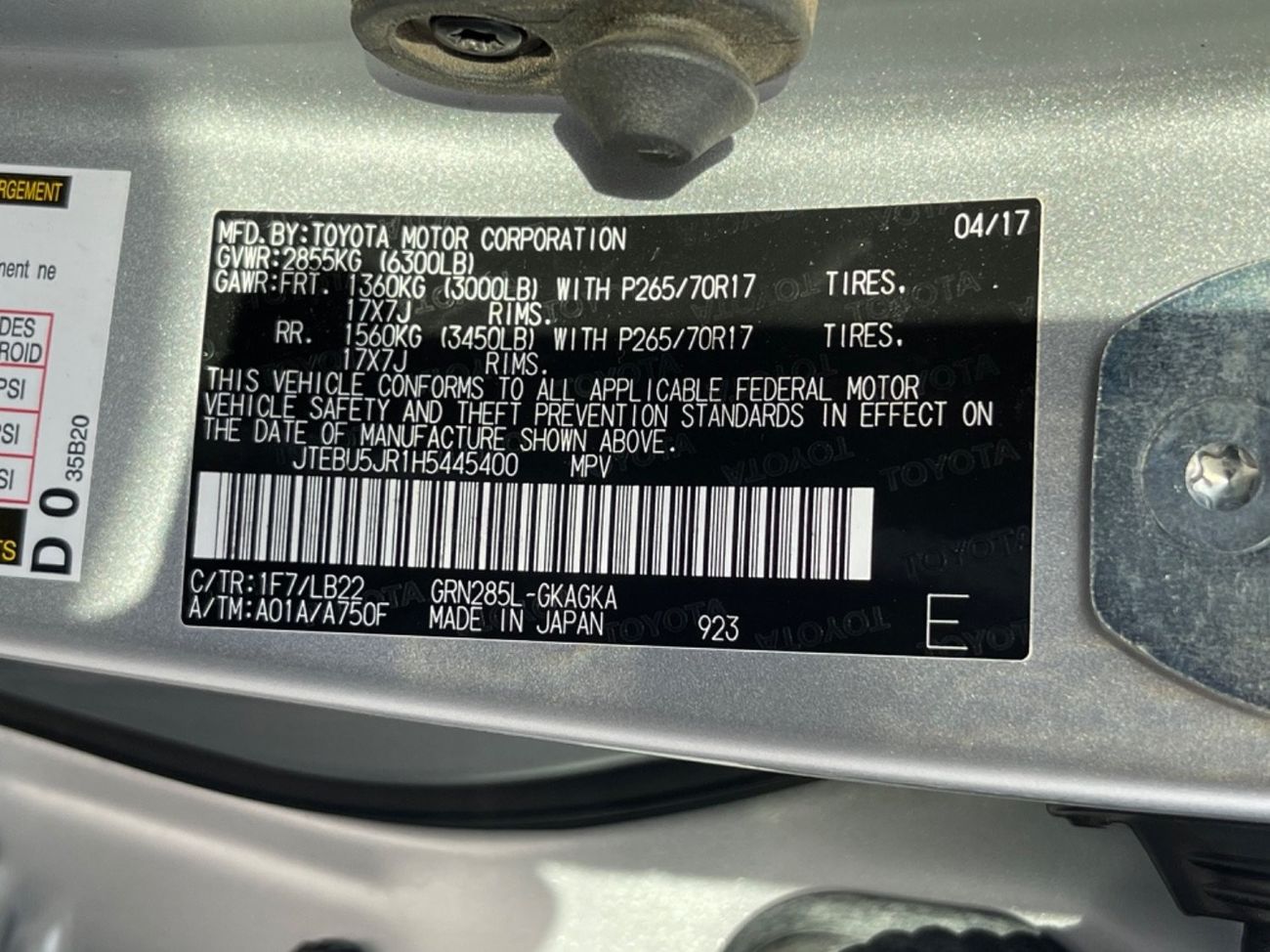 Toyota 4Runner 2017 TOYOTA 4RUNNER SR5 4x4 7SEATER IMPORTED FROM USA