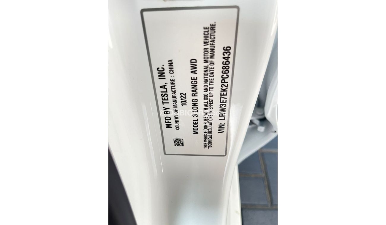 Tesla Model 3 TESLA Model 3 Long Range Auto Pilot  White Interior  GCC 2023 Auto pilot Under Warranty