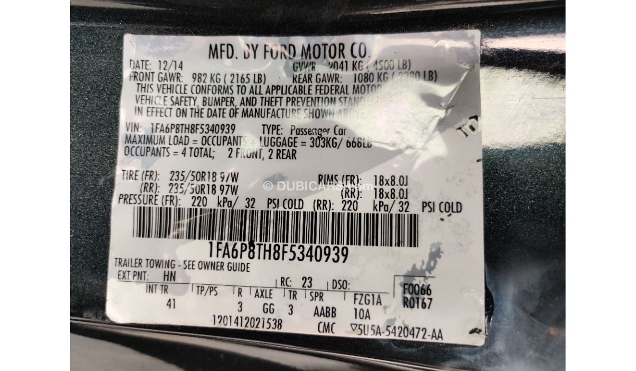 Ford Mustang 2015 model American specs Ecoboost V4