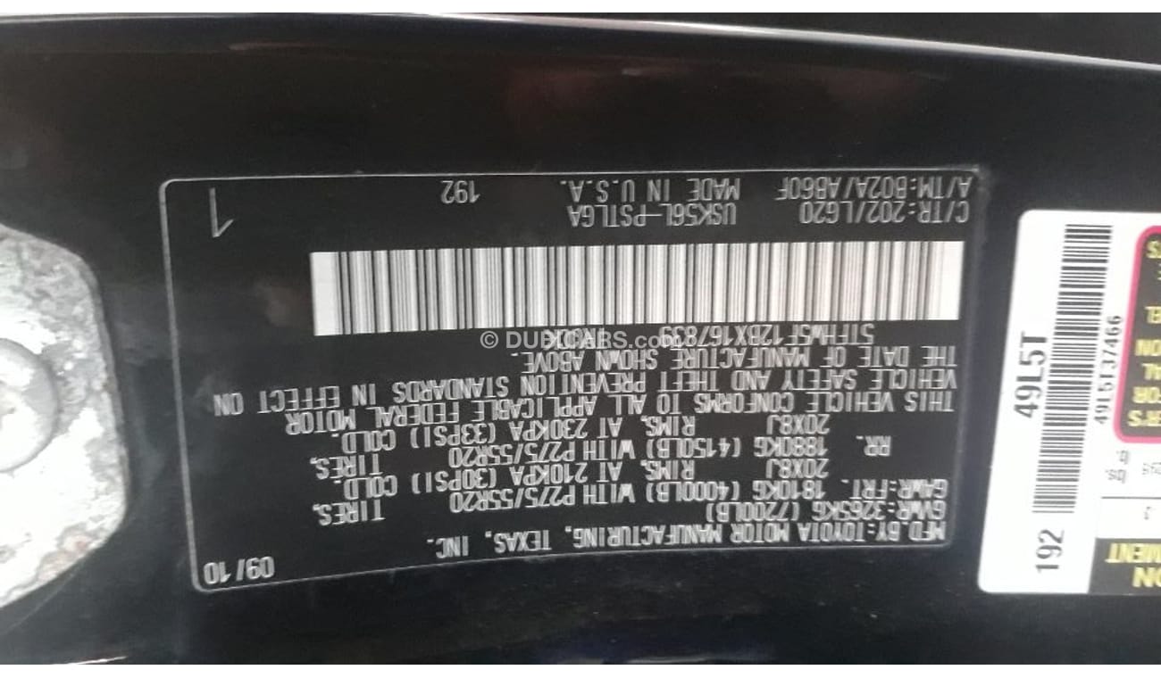 Toyota Tundra 2011 American specs Double 4x4 Full options Sunroof DVD camera Leather interiors