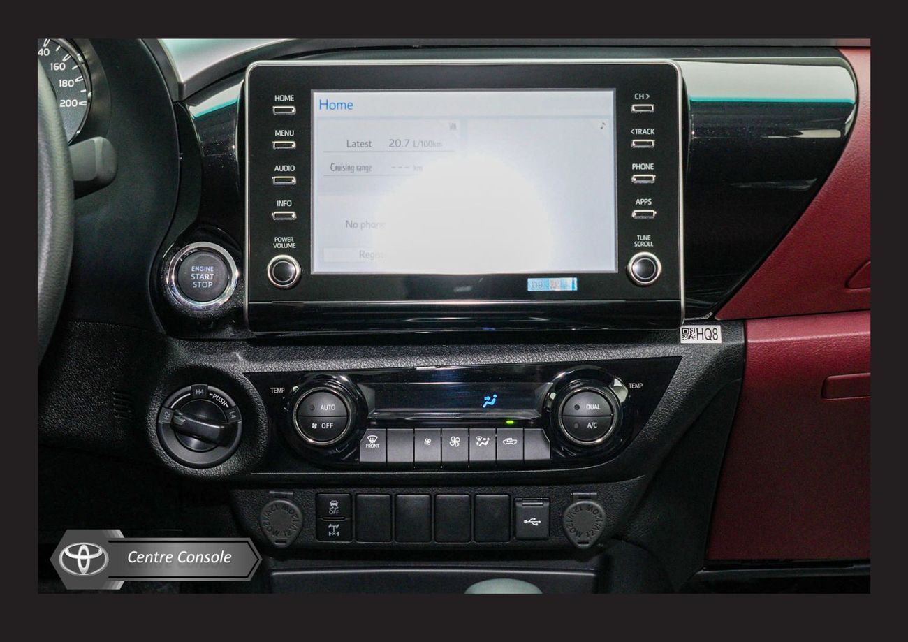 تويوتا هيلوكس ECT0092 - Toyota Hilux DCab GLX - 2.4L Dsl At Full Options - White/Red - African Specs