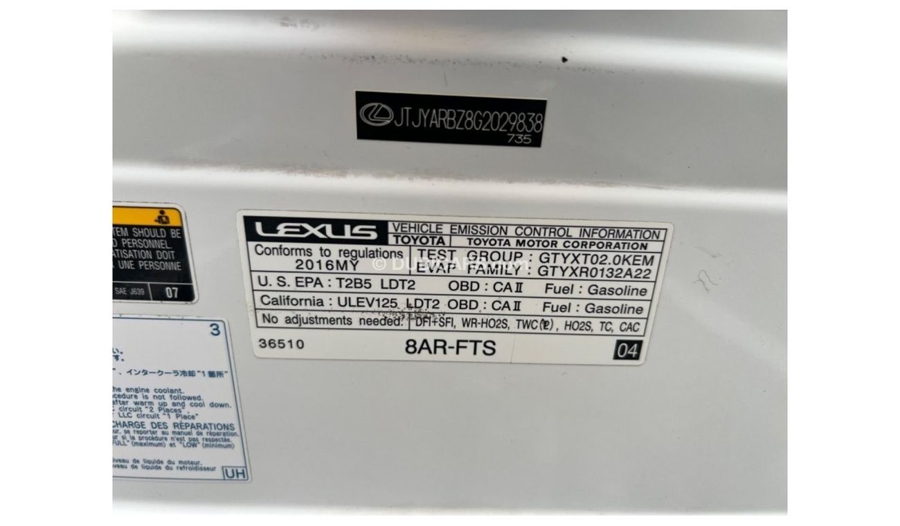 Lexus NX200t Platinum 2016 SPORT AWD 2.0 TURBO FULL OPTION USA SPEC - FOR UAE PASS