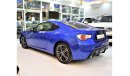 سوبارو BRZ AED 1,135 Per Month / 0% D.P | Subaru BRZ 2016 Model!! in Blue Color! GCC Specs