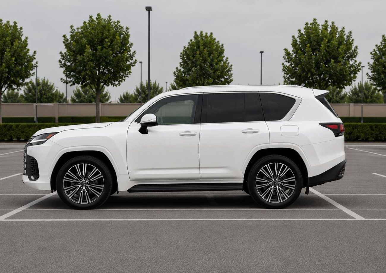 Lexus LX600 Lexus LX 600 twin turbo Model 2025 fuel petrol cylinder 6 white colour outside and interior orange