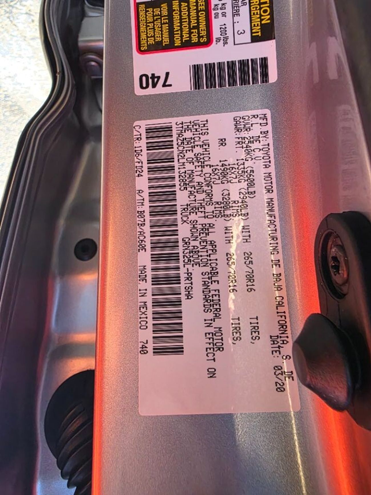 Toyota Tacoma 2020 Model TRD off Road Push button and leather seats