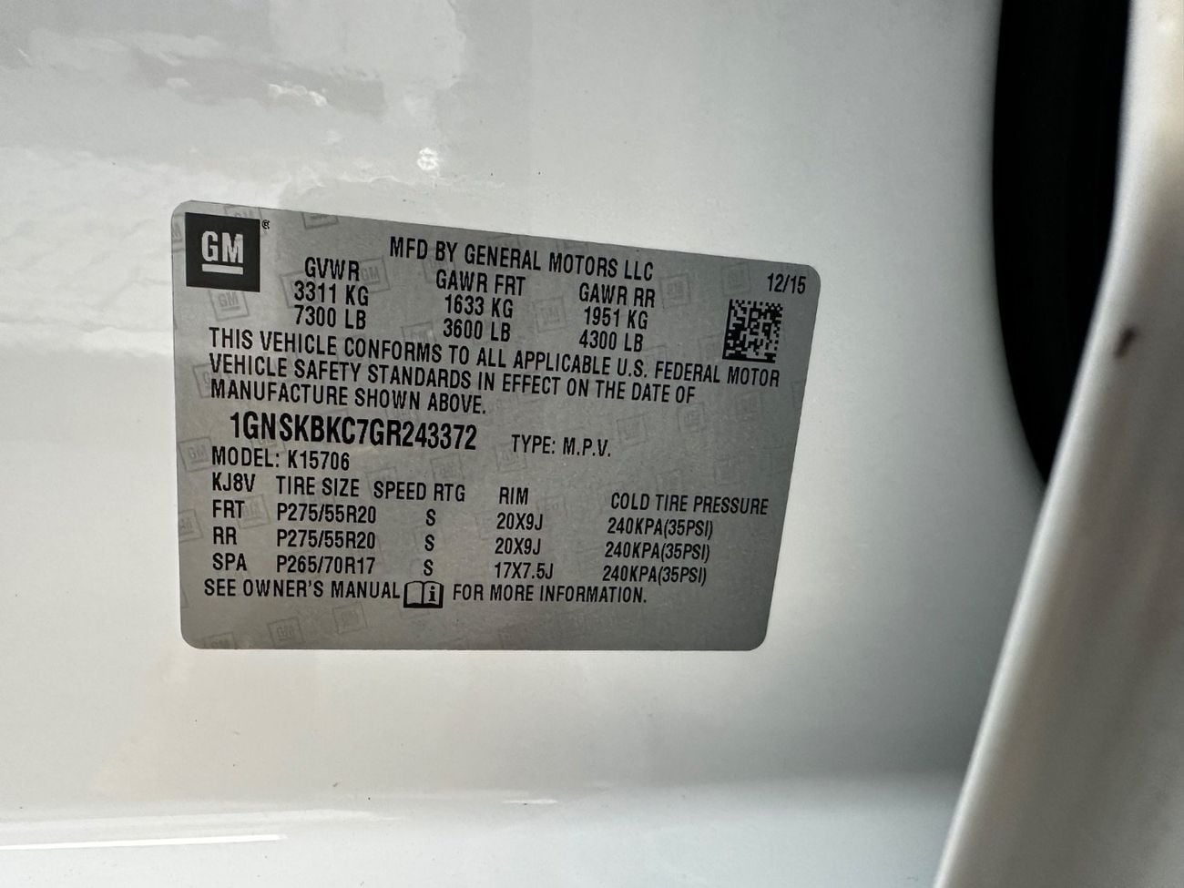 Chevrolet Tahoe LT Taho USA 2016