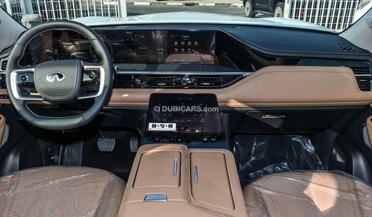 Infiniti QX80 3.5TT 2025 Infiniti QX80  Automatic transmission 6 cylinder engine 22″ wheels  tan interior