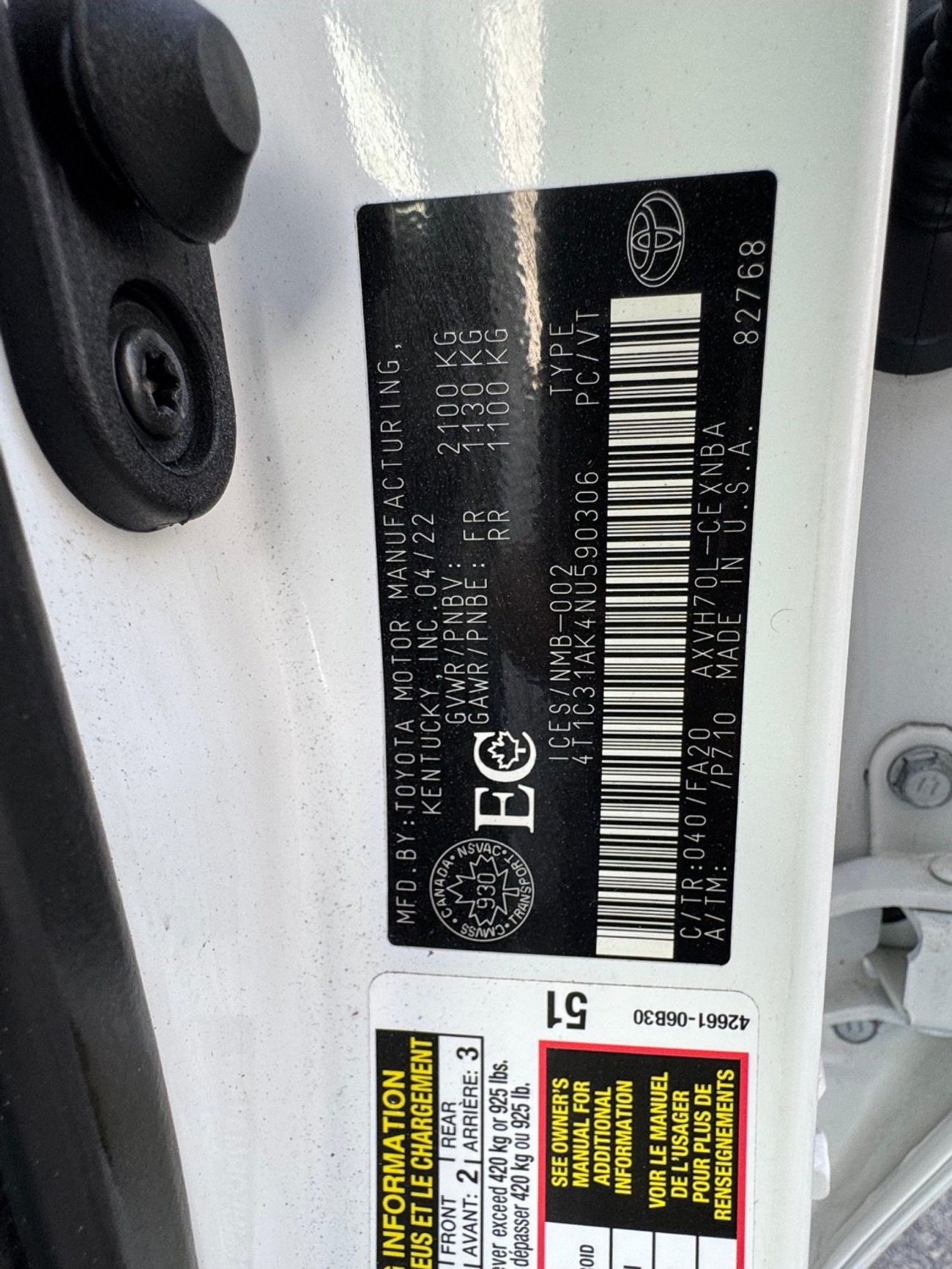 Toyota Camry 2022 LE Hybrid 2.5L KEYLESS CANADA SPEC