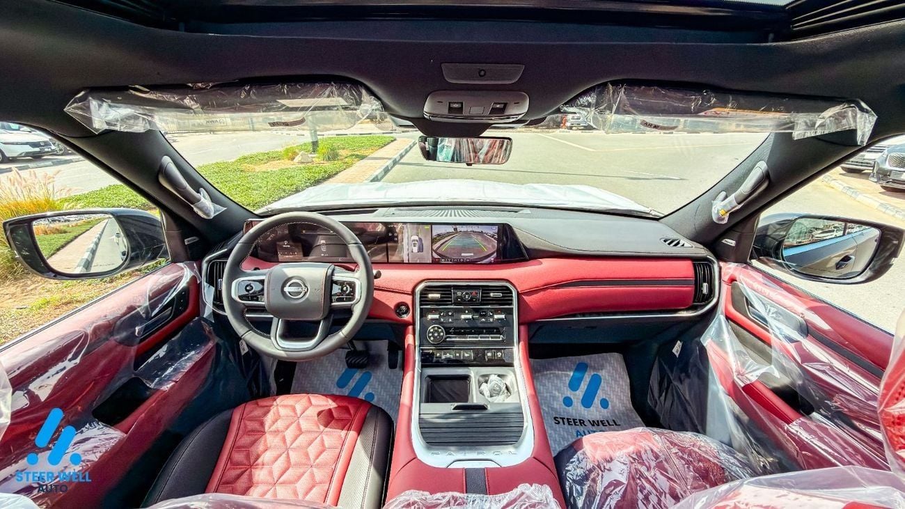 Nissan Patrol LE Platinum | GCC Specs | 3.5L Twin-Turbo V6 | AWD | 9AT | 8-Seater | Height Control | Red Interior