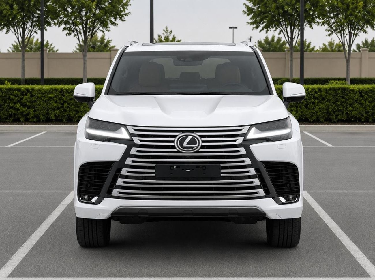Lexus LX600 Lexus LX 600 twin turbo Model 2025 fuel petrol cylinder 6 white colour outside and interior orange