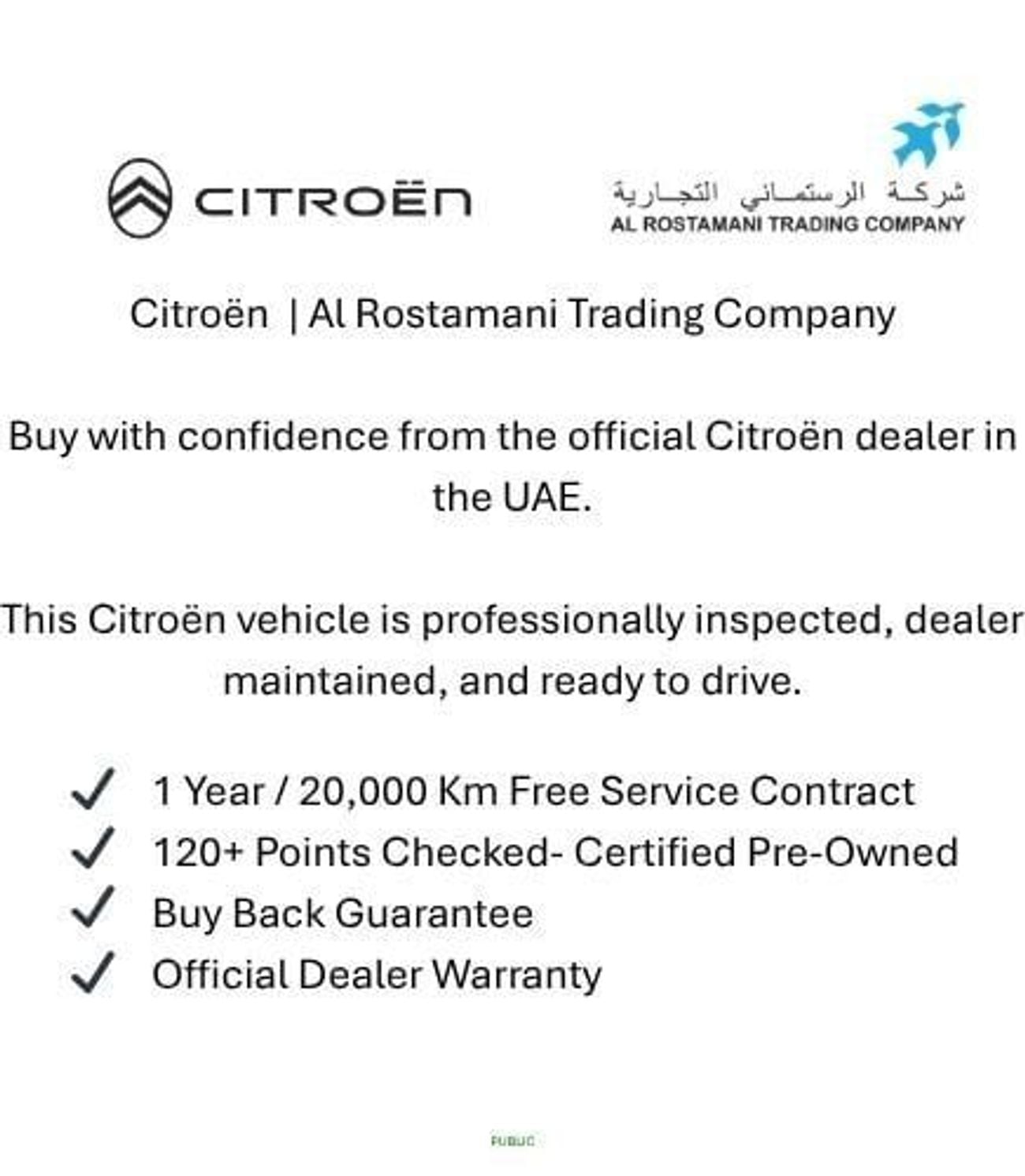 Citroen C5 Aircross SHINE 1 Year / 20,000Km FREE Service Contract + Buy Back Guarantee