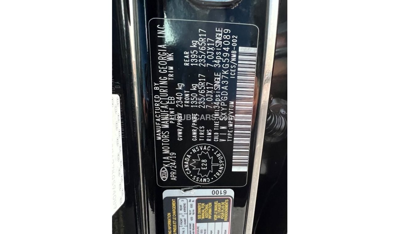 Kia Sorento EX 2019 PUSH START AWD 2.4L CANADA IMPORTED