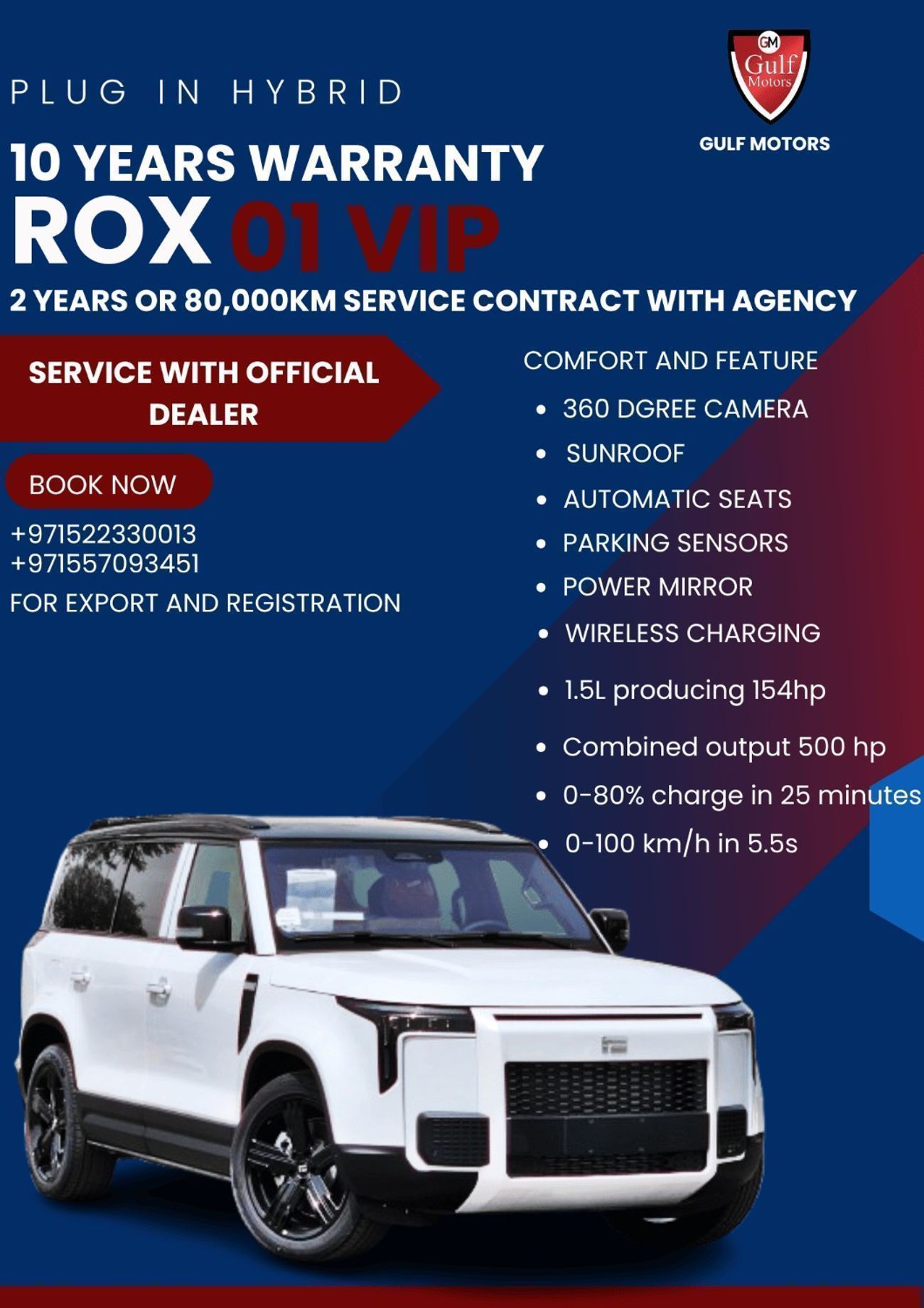 ROX 01 1.5L-4CYL TURBO ENGINE 350 KW DUAL MOTOR 2 YEARS OR 80,000KM SERVICE CONTRACT WITH OFFICIAL ROX