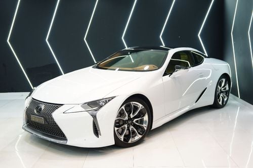 لكزس LC 500 Mark Levinson Audio, Ultra White, Tan Interior, 471 HP V8, GCC Specs!!