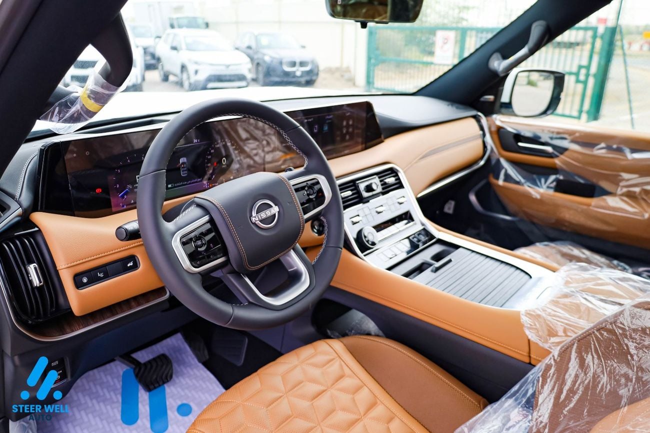 نيسان باترول LE Platinum | GCC | 3.5L V6 | AWD | Tan Inter | 8-Seater SUV | Height Control | Export