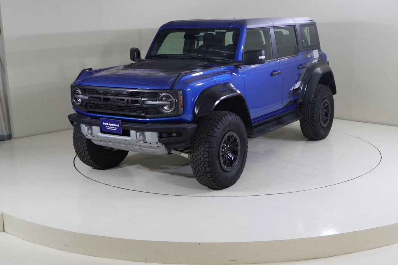 Ford Bronco Raptor B4D4925 BRONCO 4 DOORS RAPTOR 3.0L V6 ECOBOOST W/ ORANGE SBELTS BLACK/BLUE LTHR SSQTCH