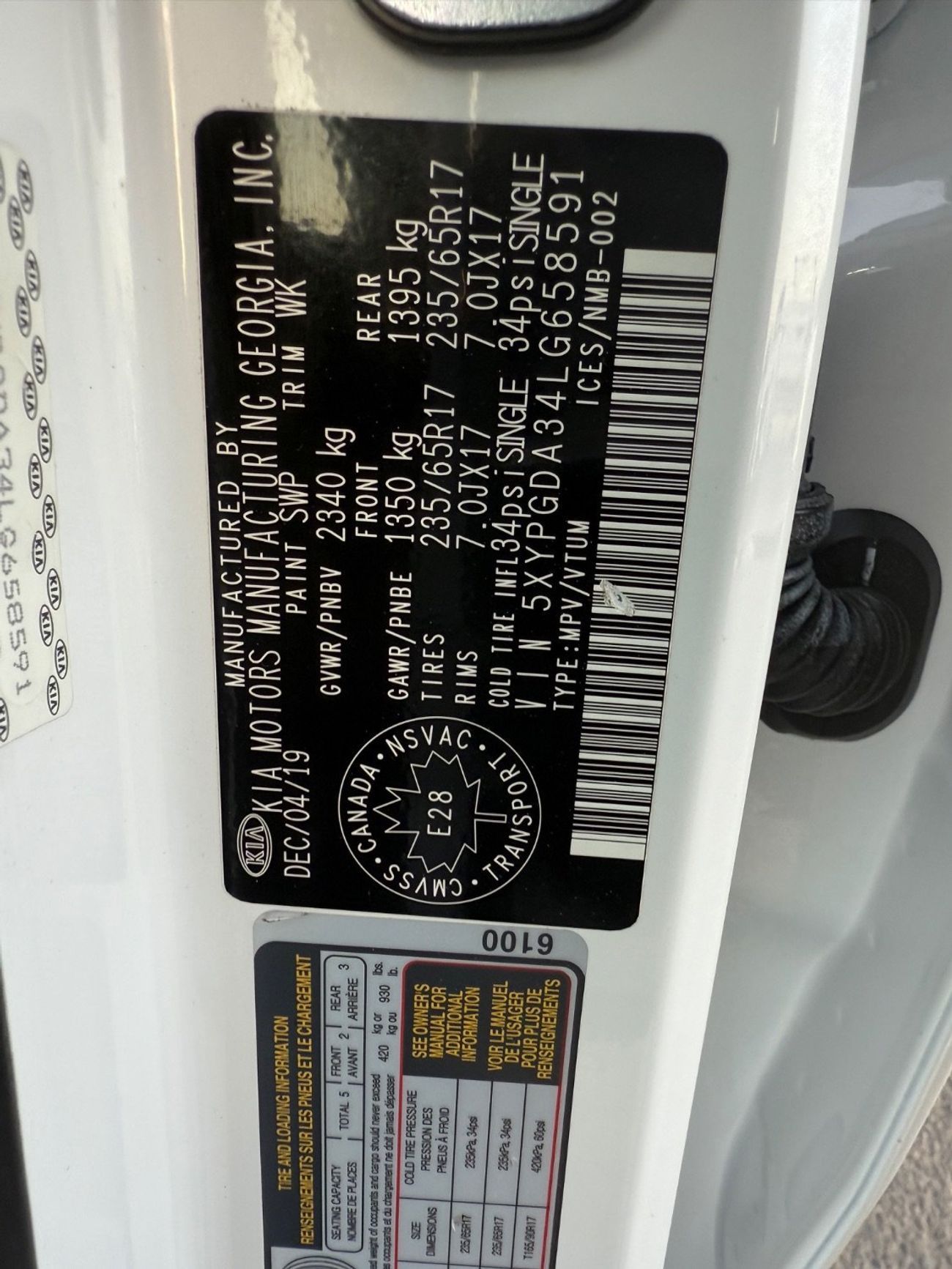 Kia Sorento Std 2.5L AWD 2020 PUSH START 2.5L AWD CLEAN CAR CANADA SPEC