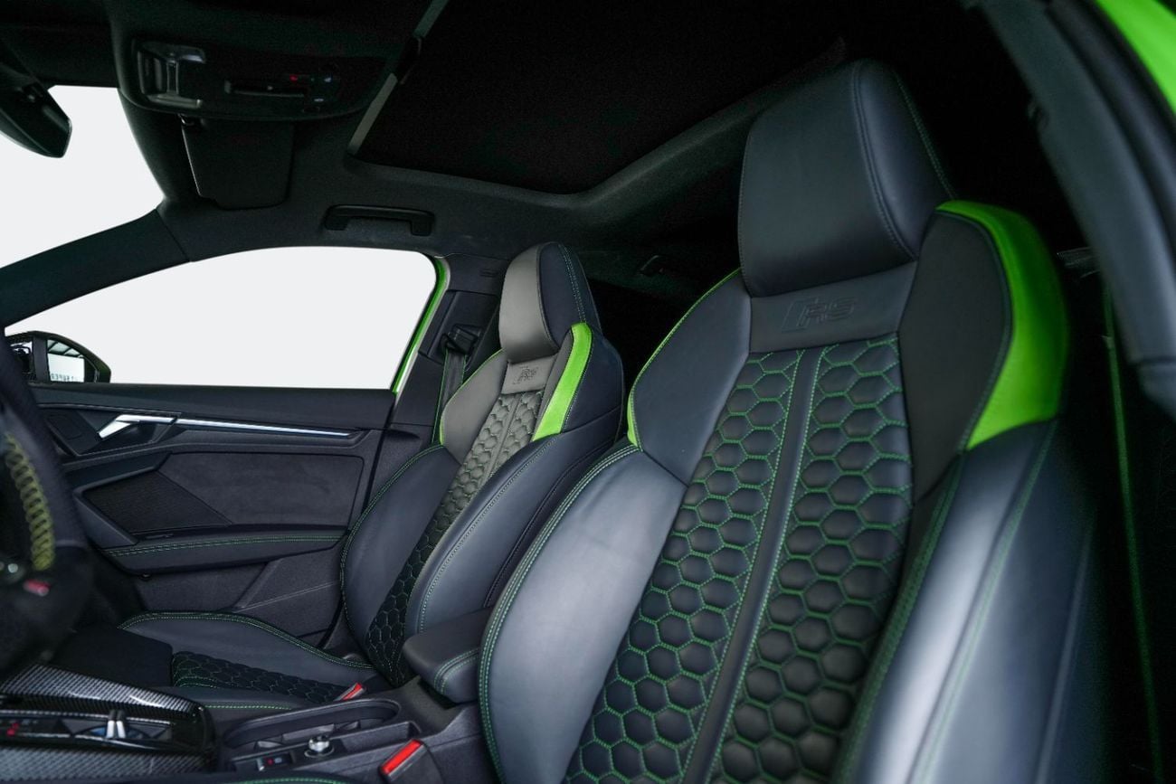 Audi RS3 STANDARD STD GCC-Exclusive Green Color-Full Leather Interior-Green Accents-Sports Exhaust