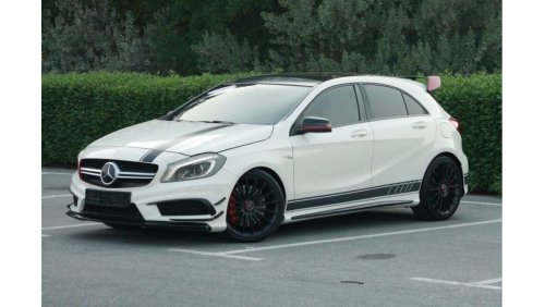 مرسيدس بنز A 45 AMG موديل 2015 ، خليجي ، فل اوبشن ، فتحة سقف بانوراما ، مفتاح عدد 2 ، 4 سلندر ، ناقل حركة اوتوماتيك ، عد