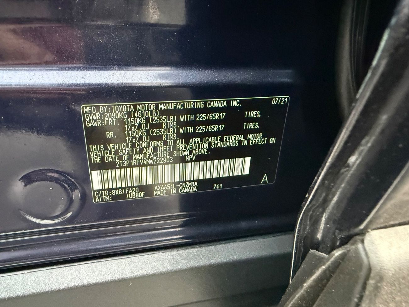 تويوتا راف ٤ 2021 XLE MOONROOF AWD FULL OPTION US SPEC