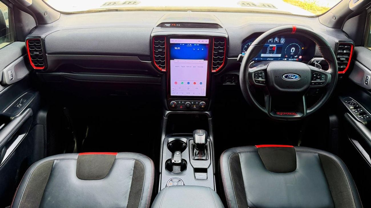 فورد رينجر رابتور 2024 | 3.0L PETROL ENGINE | AT | RHD | 4X4 HEAVY SPORT BAR | TESLA STYLE SCREEN | DIGITAL INSTRUMENT