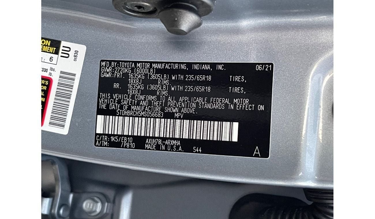 Toyota Highlander VXR 2.5L 2021 TOYOTA HIGHLANDER XLE HYBRID FULL OPTION IMPORTED FROM USA