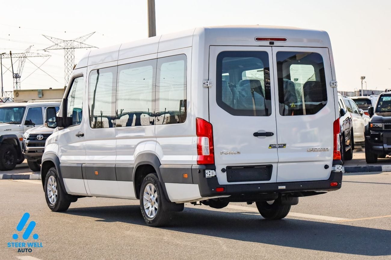 فورس أوربانيا 2026 GCC Specs | 14-Seater | 2.6L Turbo DSL | High Roof | 5 Speed MT | Passenger Van | For Export