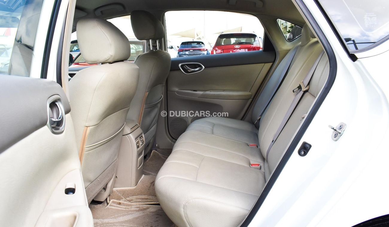 Nissan Sentra GCC, 2016 model, without accidents, white color, beige leather interior, Android screen, rear camera