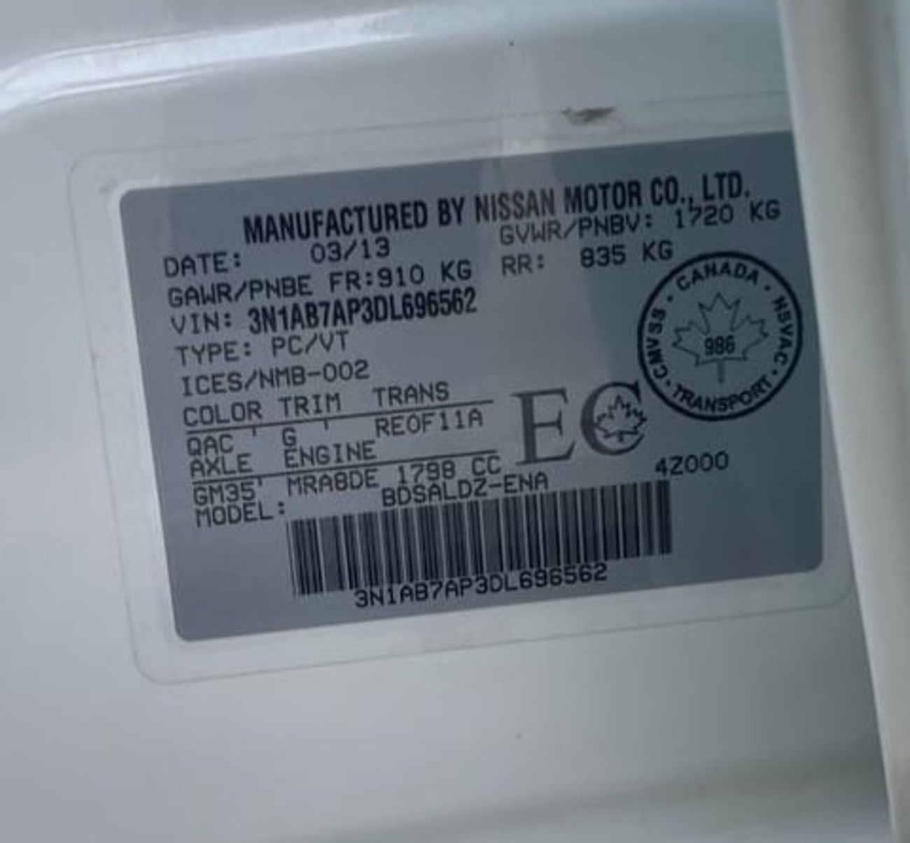 Nissan Sentra SV 1.6L (110 HP)