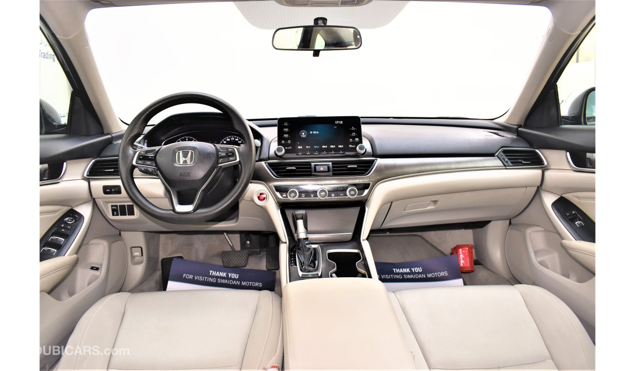 Honda Accord | AED 1760 PM | 0% DP | 1.5 TURBO LXI 2019 GCC DEALER WARRANTY