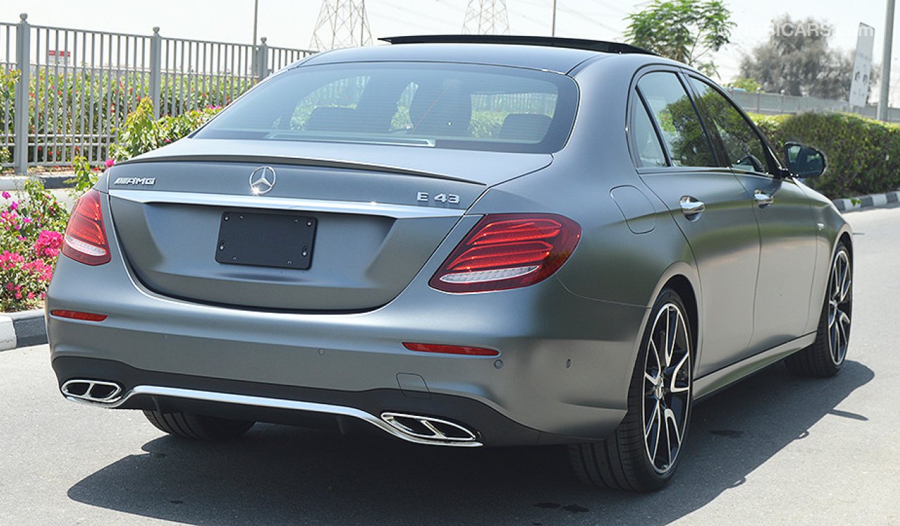 Mercedes-Benz E 43 AMG 2018, 3.0L V6-Biturbo GCC, 0km with 2 Year Unlimited Mileage Warranty