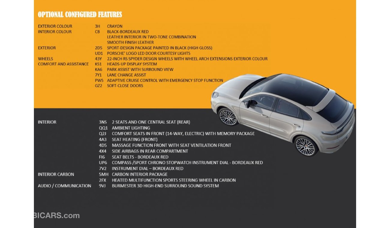 Porsche Cayenne GTS Coupe 2022 (With Al Nabooda 5yr warranty)