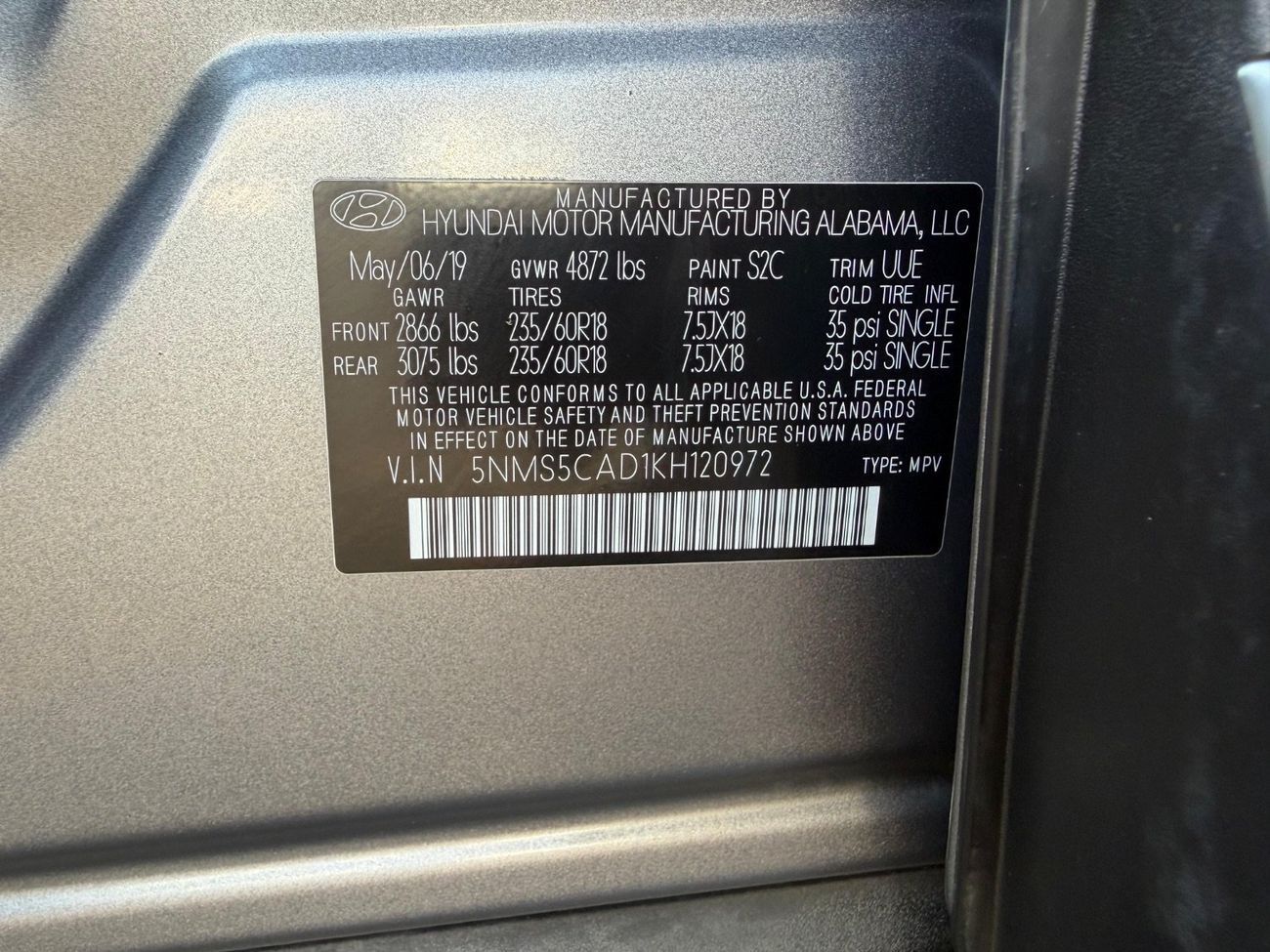 هيونداي سانتا في 2019 LIMITED SPORT EDITION 360 CAMERAS 2.4 AWD CANADA SPEC