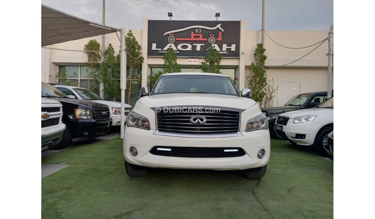 Infiniti QX56 Model 2011 imported, white color, leather opening, alloy wheels, sensors, speed stabilizer, in excel