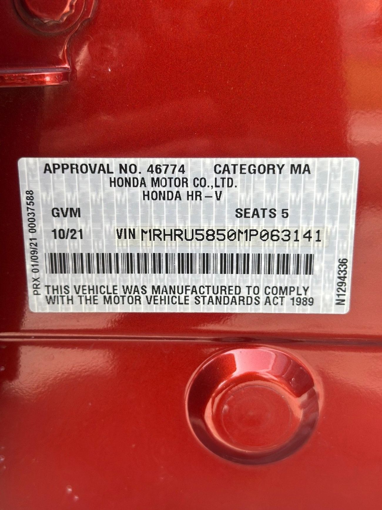 Honda HRV Export from Australia