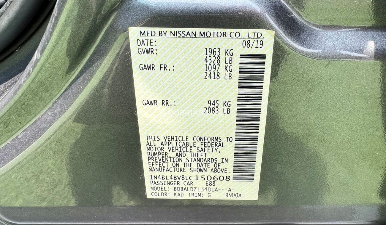 Nissan Altima Full automatic screen camera radar engine 2.5