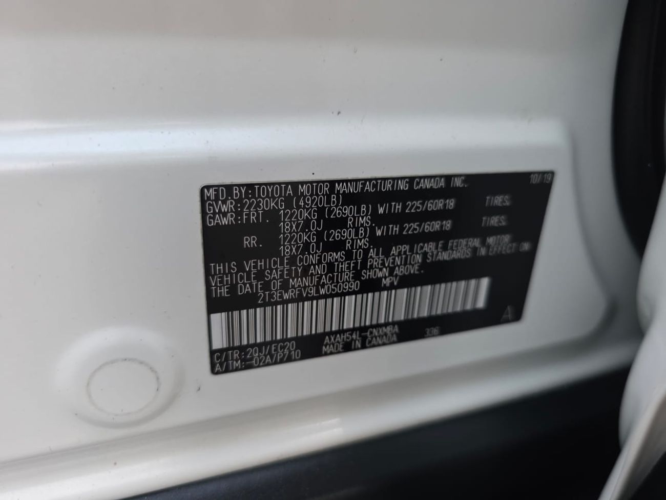 Toyota RAV4 2020 XSE hybrid Sunroof , 4x4 , Push button and original leather