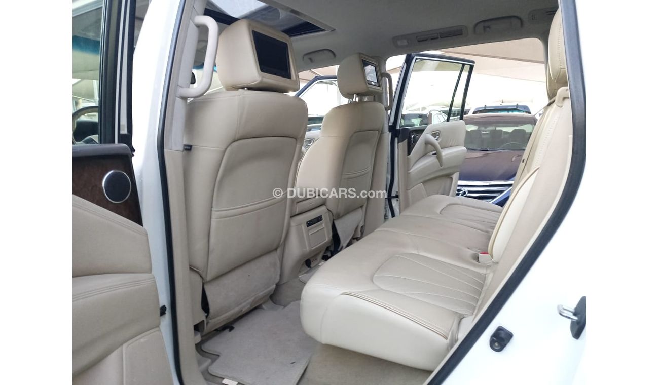 إنفينيتي QX56 خليجى موديل 2011 رادار خمس كاميرات فتحة جلد بصمه مثبت سرعة تحكم رنجات بحالة ممتازة