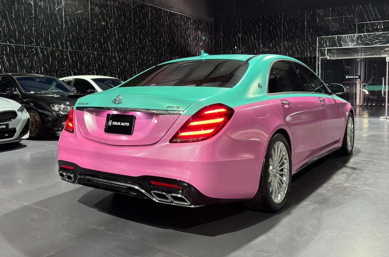 Mercedes Benz S63 AMG STD 4.0L V8 | Maybach Kit| Custom Tiffany green & glitter wrap/pink  finish
