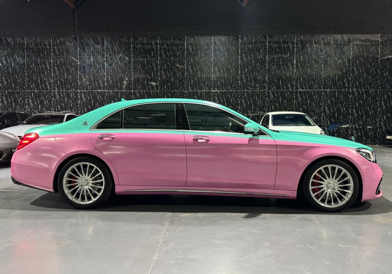 Mercedes Benz S63 AMG STD 4.0L V8 | Maybach Kit| Custom Tiffany green & glitter wrap/pink  finish